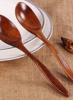 1PC Natural Wooden Spoon Long Handle Teaspoon Coffee Honey S