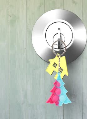 Christmas Push Bubble Toys Silicone Keychain Reliver Stress