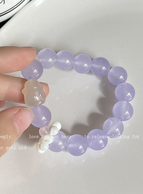 天然紫罗兰玉髓水晶甜美盘完手饰