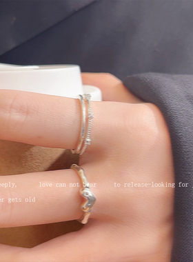 不规则爱心小众设计双层叠带戒指