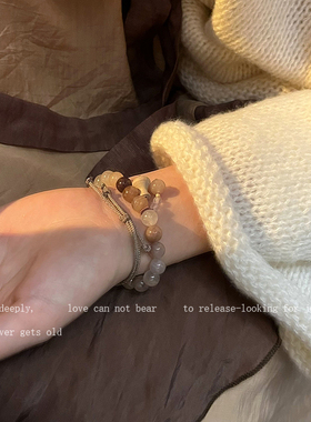 复古玉石编织简约双层设计百搭新