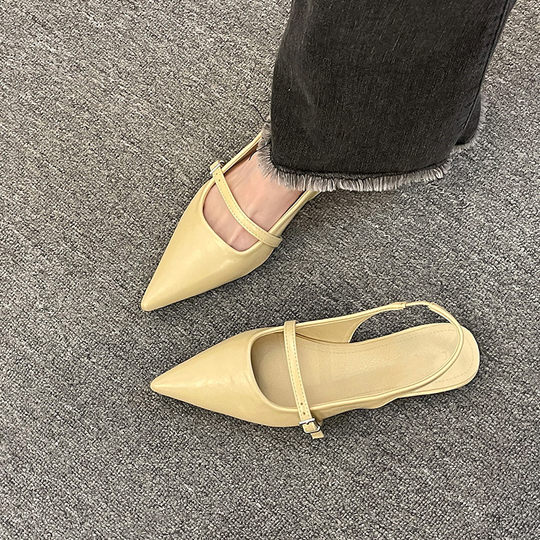 Genuine leather flat bottom versatile non-tiring toe-cap toe sandals