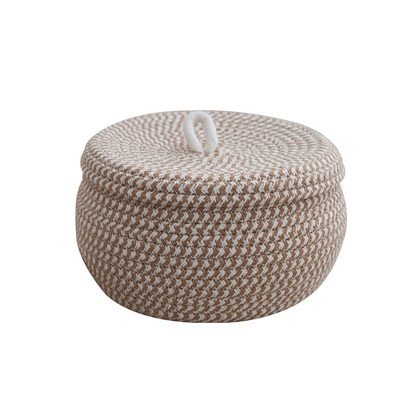 新款棉线收纳筐桌面杂物收纳盒宿舍床头杂物带盖收纳筐桌面收纳筐,淘宝优惠券,粉丝福利购,淘宝优惠卷