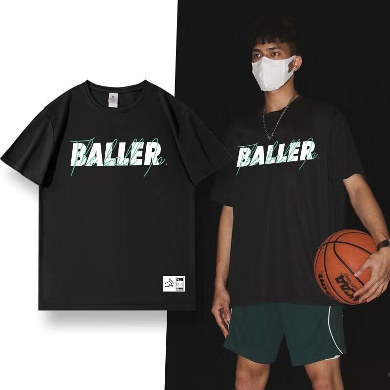 美式篮球短袖t恤速干BALLER训练服运动投篮健身服心形透气半袖T恤