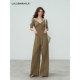 LulusMiracle Qingqing Zijin Lyocell v-neck lace halterneck fake two-piece twisted slim top