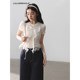 Bow lace ຕາຫນ່າງເທິງແລະຊຸດ jeans