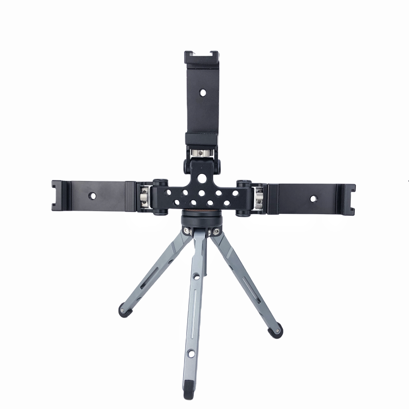 金属三机位座手机直播支架转接头单反相机三脚架多机位配件可调角度铝合金云台通用拓展魔术手麦克风补光灯 - 图2