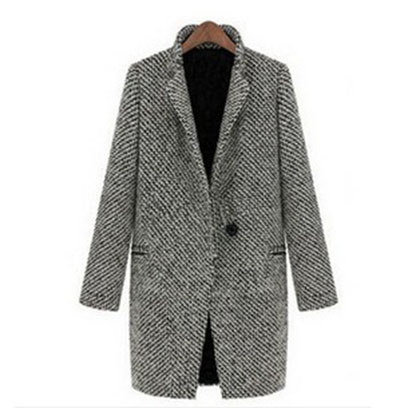 外套女毛呢大衣 women long wool coat winter jacket sweater3XL-图1