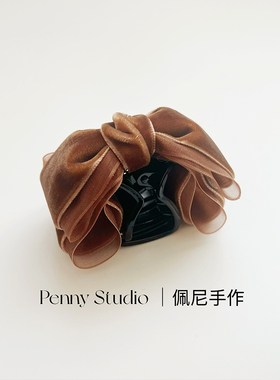 佩尼手作秋冬新款丝绒拼纱蝴蝶结小抓夹（多色可选）