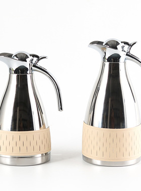 北欧轻奢家居摆件样板间酒店厨房餐厅茶几金属编织皮革水壶装饰品