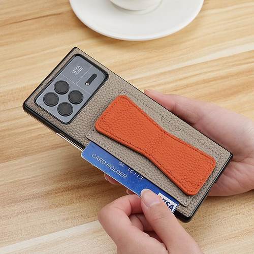 适用小米fold4手机壳折叠屏mixfold3新款防摔真皮保护套mixfold2支架卡插指套男女高档头层牛皮套 - 图1