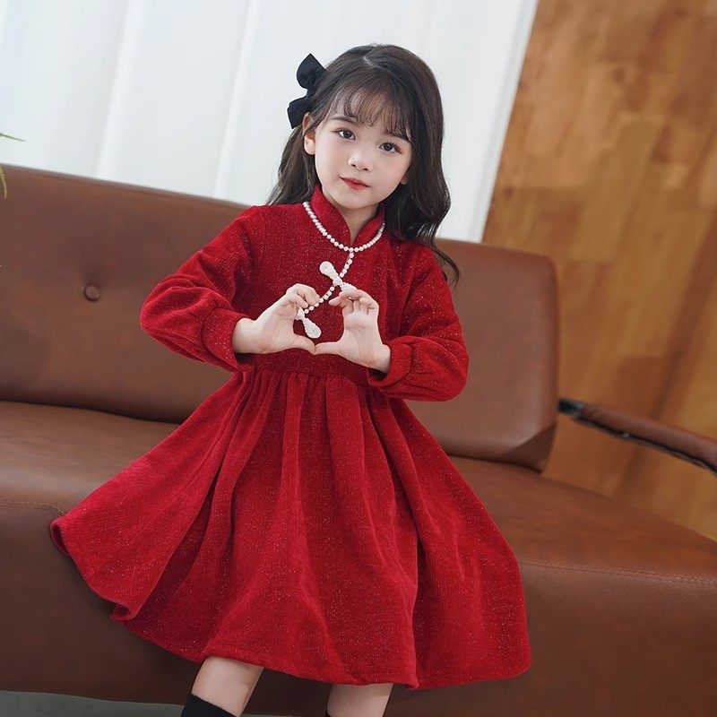 女童旗袍连衣裙秋冬季新款儿童装洋气冬装拜年服女孩加绒公主裙子,淘宝优惠券,粉丝福利购,淘宝优惠卷