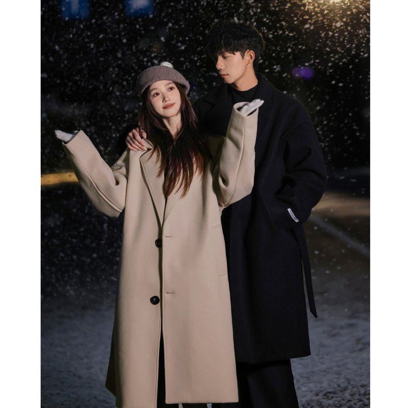 冬季新款顺毛呢子大衣男长款过膝韩版宽松帅气毛呢外套男英伦风衣,淘宝优惠券,粉丝福利购,淘宝优惠卷