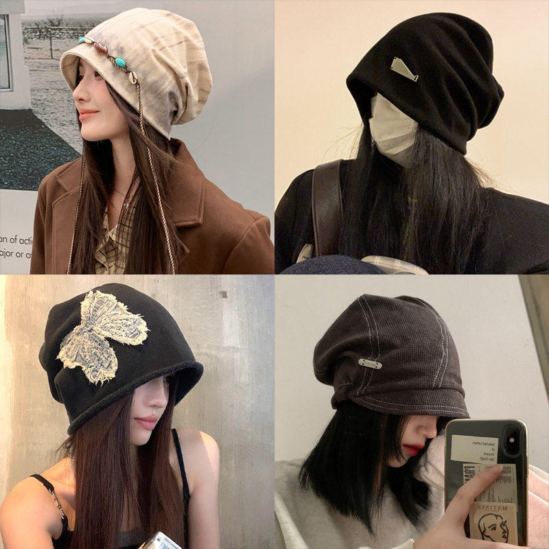 冬天毛绒针织冷帽女生白色温柔保暖兔毛堆堆帽高品质卷边套头帽子,淘宝优惠券,粉丝福利购,淘宝优惠卷