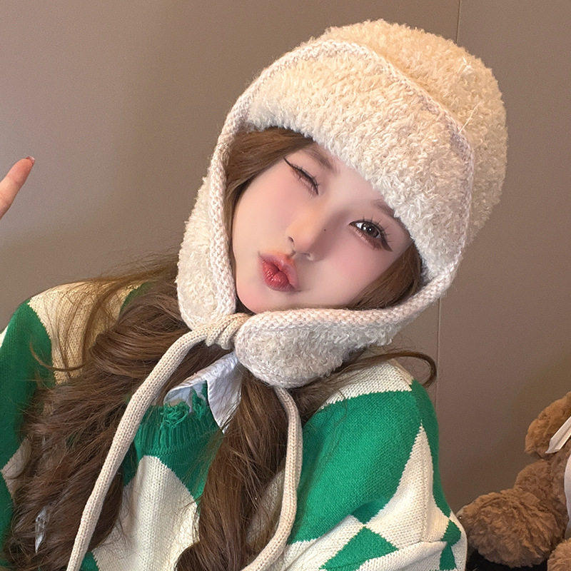 粉色雷锋帽女款冬季护耳针织毛线帽加大加深毛绒帽防寒大头围帽子,淘宝优惠券,粉丝福利购,淘宝优惠卷