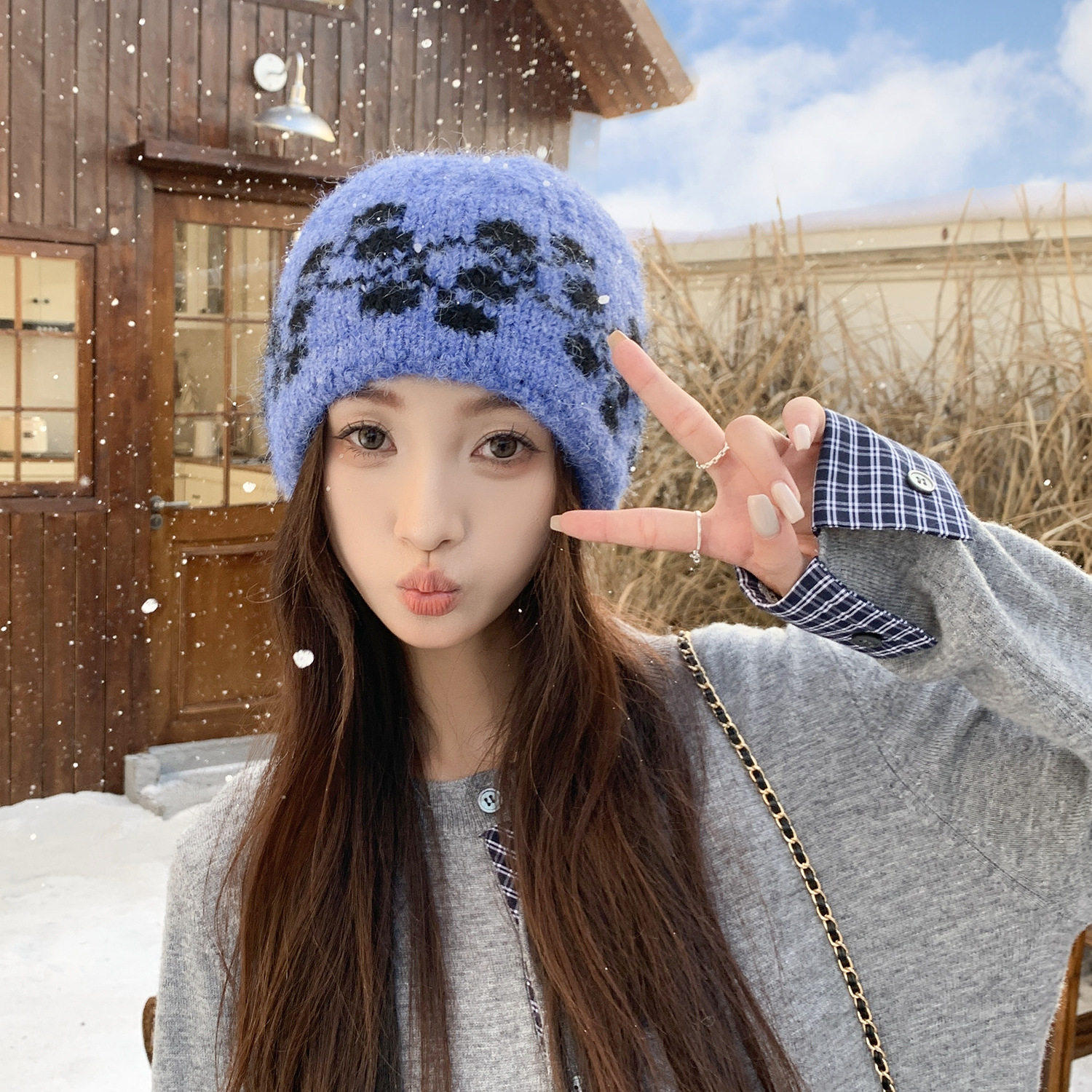 针织帽大头围帽子女士冬季冷帽加厚保暖防寒毛绒护耳帽提花毛线帽,淘宝优惠券,粉丝福利购,淘宝优惠卷