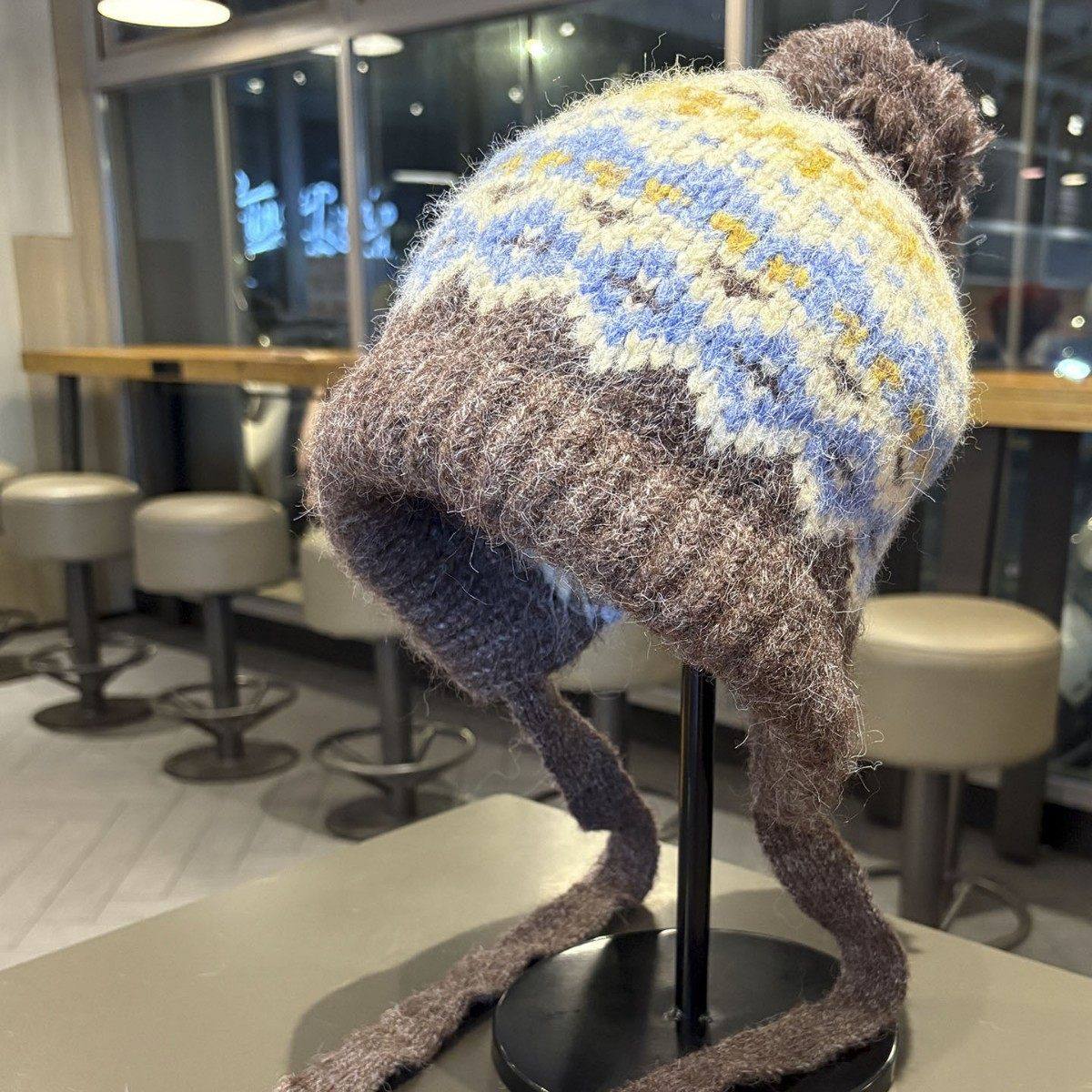 大头围帽子女士冬费尔岛风护耳帽保暖防寒毛线帽显脸小红色针织帽,淘宝优惠券,粉丝福利购,淘宝优惠卷