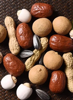 早生贵子紫砂仿真花生桂圆工艺品创意摆件红枣瓜子桌面茶台装饰品