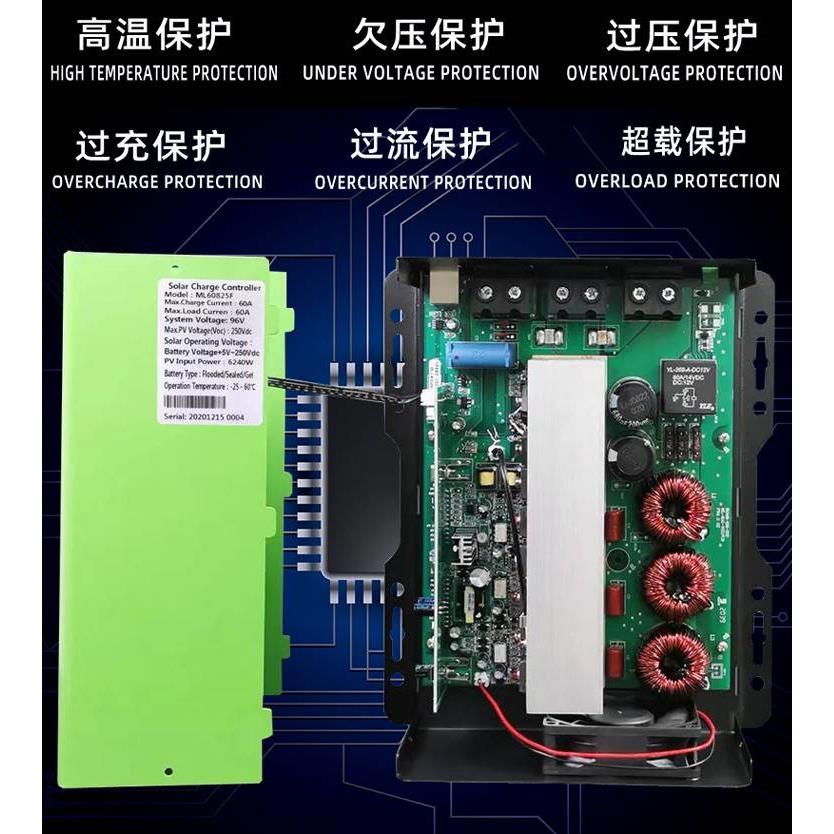 mppt太阳能控制器全自动通用型光伏板智能充电器12v24v36v48v100A-图1