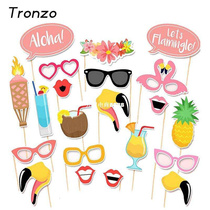 21Pcs Flaingo Photo Booth Props Tropical Party Funny