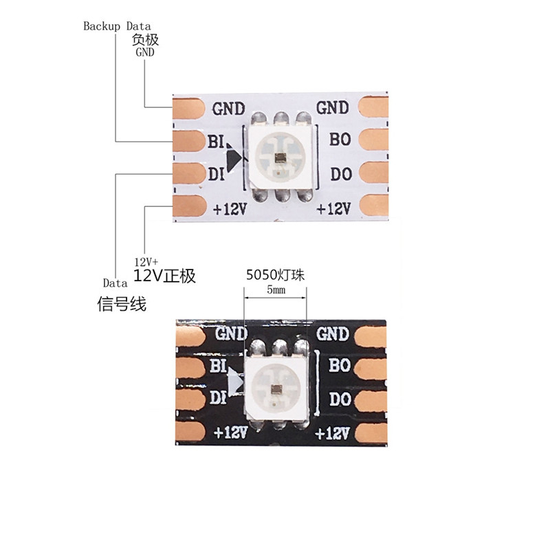 WS2815幻彩LED灯条12V内置IC断点续传5050RGB全彩软灯带单点单控 - 图3