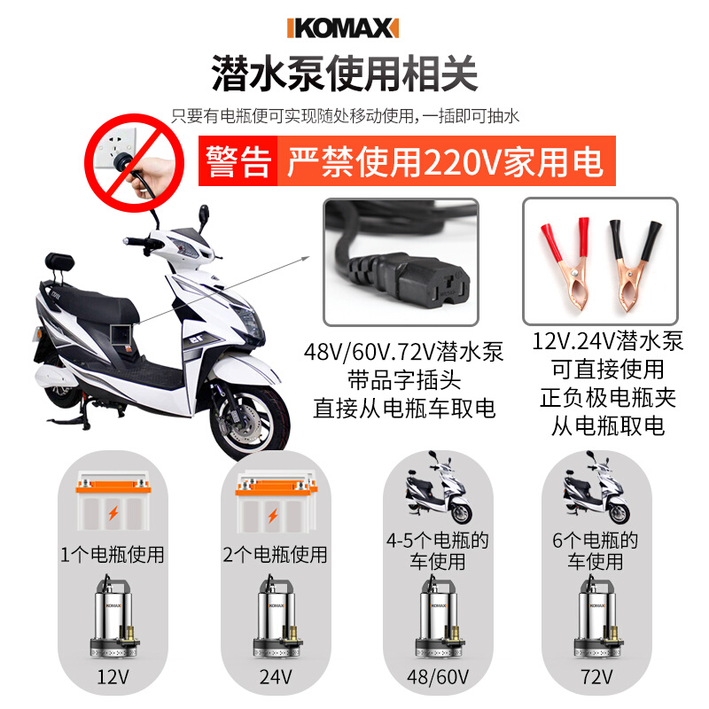 直流潜水泵12V24V48V60V72V伏家用电瓶车抽水泵小型电动车抽水机 - 图0