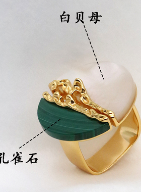 女925银小众轻奢高级天然孔雀石