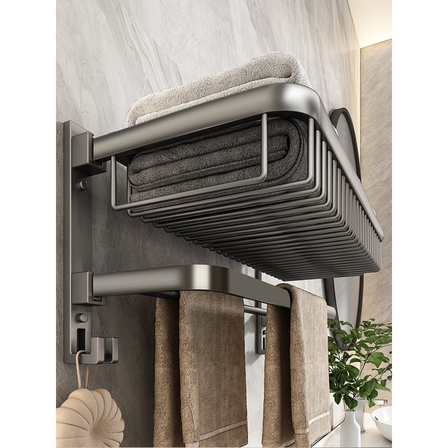 Japanese MUJIE towel rack bathroom punch-free bathroom storage rack net basket storage toilet space aluminum bath