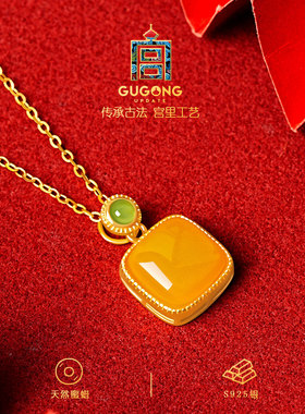 宫里上新天然正品蜜蜡小方糖项链