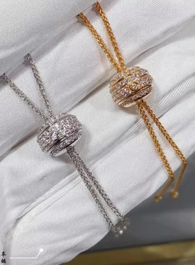 银镀18K金毛衣链流苏抽拉式项链