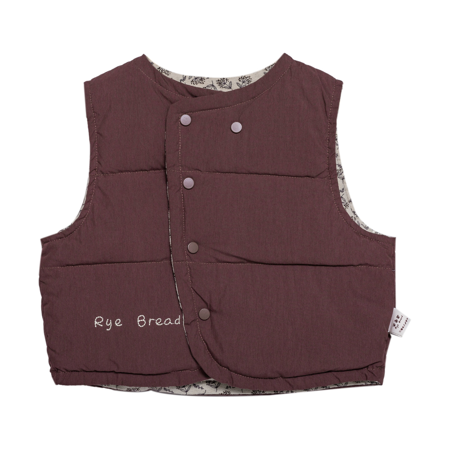 ryebread/黑面包童装 韩版女小童印花刺绣两面穿保暖羽绒马甲 5冬,淘宝优惠券,粉丝福利购,淘宝优惠卷