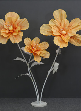 新款婚庆道具路引花舞台泡沫纸花真丝网花婚礼布置装饰橱窗摆件