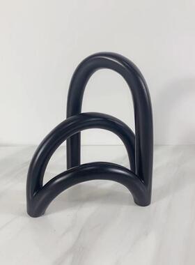 简约现代家居透白色树脂拱形屏风摆件客厅玄关电视柜书房饰品