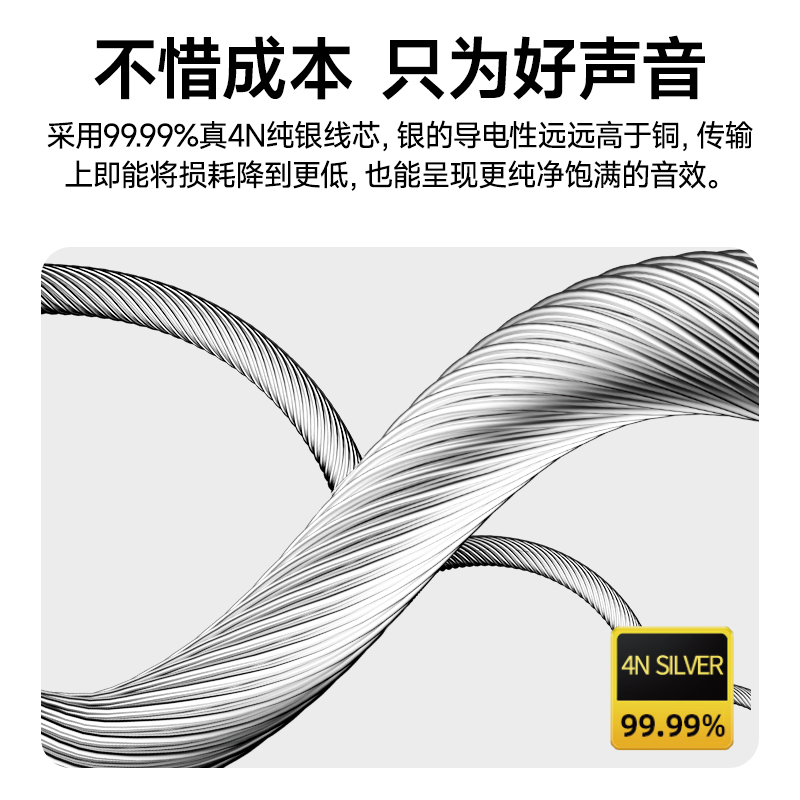 开博尔纯银3.5MM公对公音频线手机汽车电脑hifi音箱线HI-END功放连接线aux车载头戴式耳机线4N发烧音响线-图0