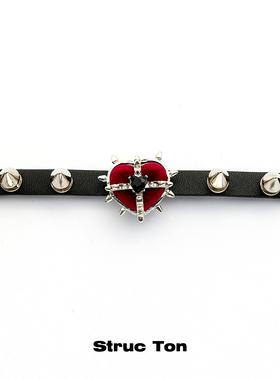 StrucTon皮革合金铆钉朋克手链