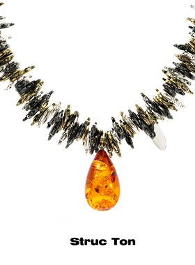 StrucTon红宝石纯银堆叠朋克项链