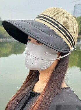2026夏季新款镂空透气渔夫帽子女户外遮阳防晒可扎马尾时尚鸭舌帽