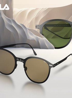 FILA斐乐 新品折叠口袋偏光墨镜防紫外线美拉德太阳镜圆框近视935