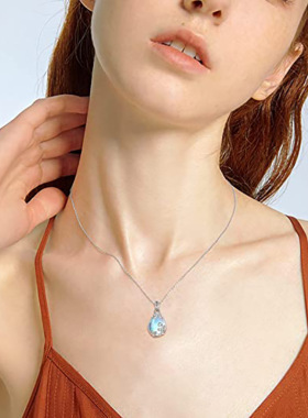 Imitation Moonstone Necklace Vintage Pattern Vine Design