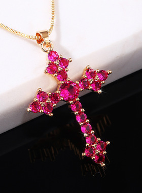 Cross Necklace Temperament Trend Necklace Cross Crystal