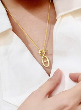 Personality Geometric Neck Chain Female Niche Ring Buckle