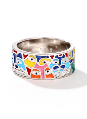 Color Drop Oil Eye Ring Imitation Enamel Color Female Ring