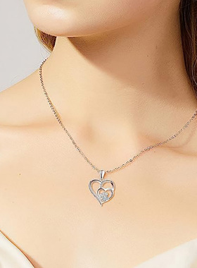 European And Korean Sweet Cat Claw Love Necklace Double