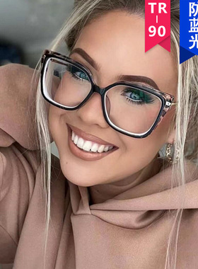 日系moleubak方形平光镜新款女士眼镜框防蓝光ins眼镜架拍照