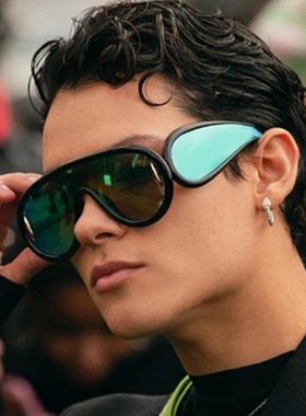 日系moleubak欧美潮流太阳镜时尚大框连体墨镜女pc片个性大框ins