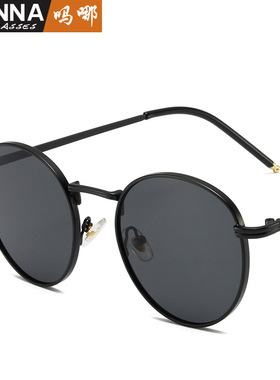 日系Moleubak时尚复古圆形小框太阳镜潮酷街拍凹造型眼镜夏季