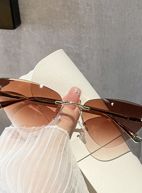 日系moleubak时尚猫眼海洋片墨镜新款金属切边遮阳太阳镜走秀穿