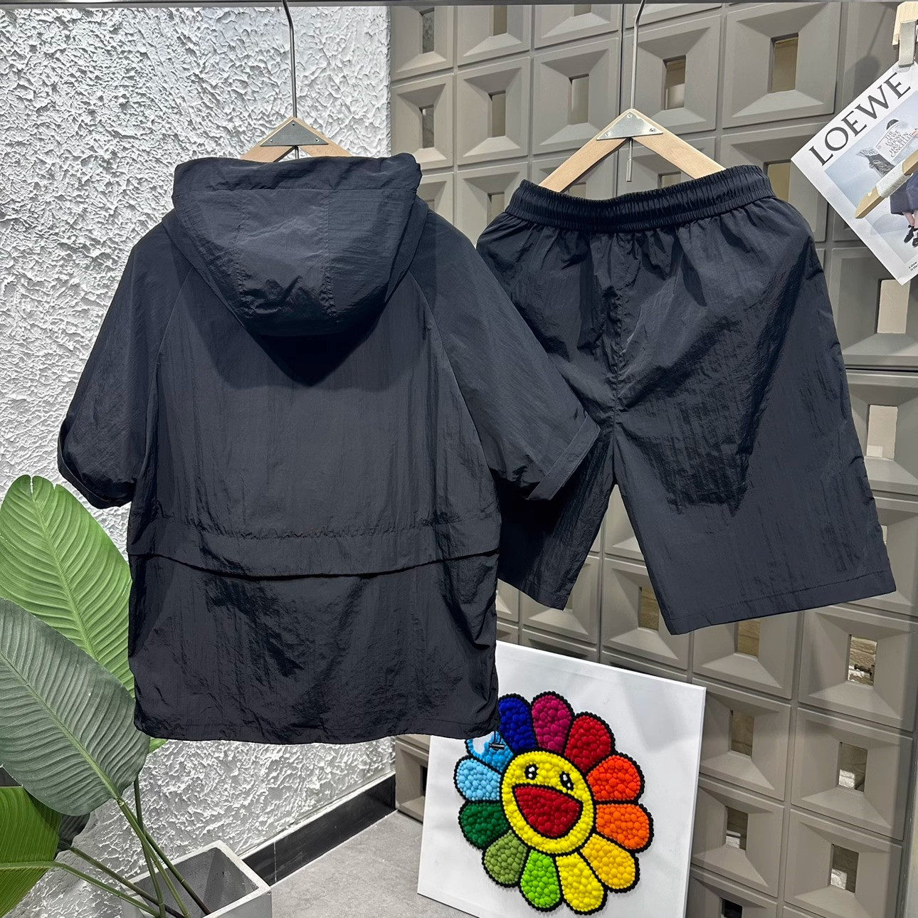 夏季男休闲工装连帽半袖短裤运动两件套装潮牌宽松速干多兜五分裤,淘宝优惠券,粉丝福利购,淘宝优惠卷