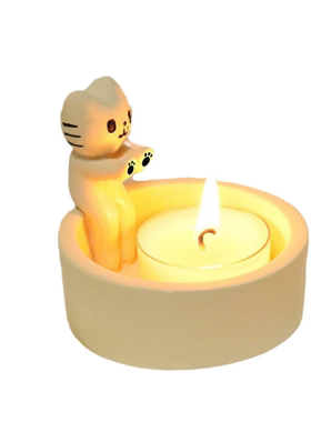 万圣节圣诞节猫咪烤火烛台摆件