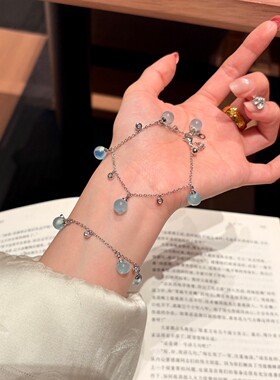 【青澜海汐】清新百搭小众海蓝宝满天星手链时尚精致蓝色少女闺蜜